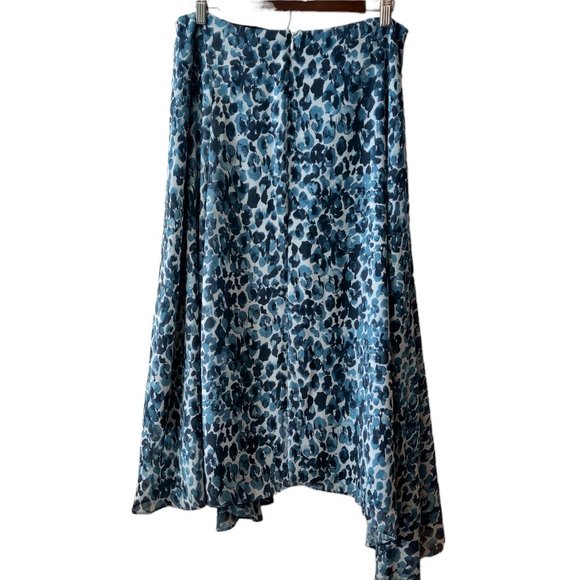 House Of Harlow x Revolve Womens Cici Blue Watercolor Asymmetric Flowy Skirt L - Picture 2 of 9